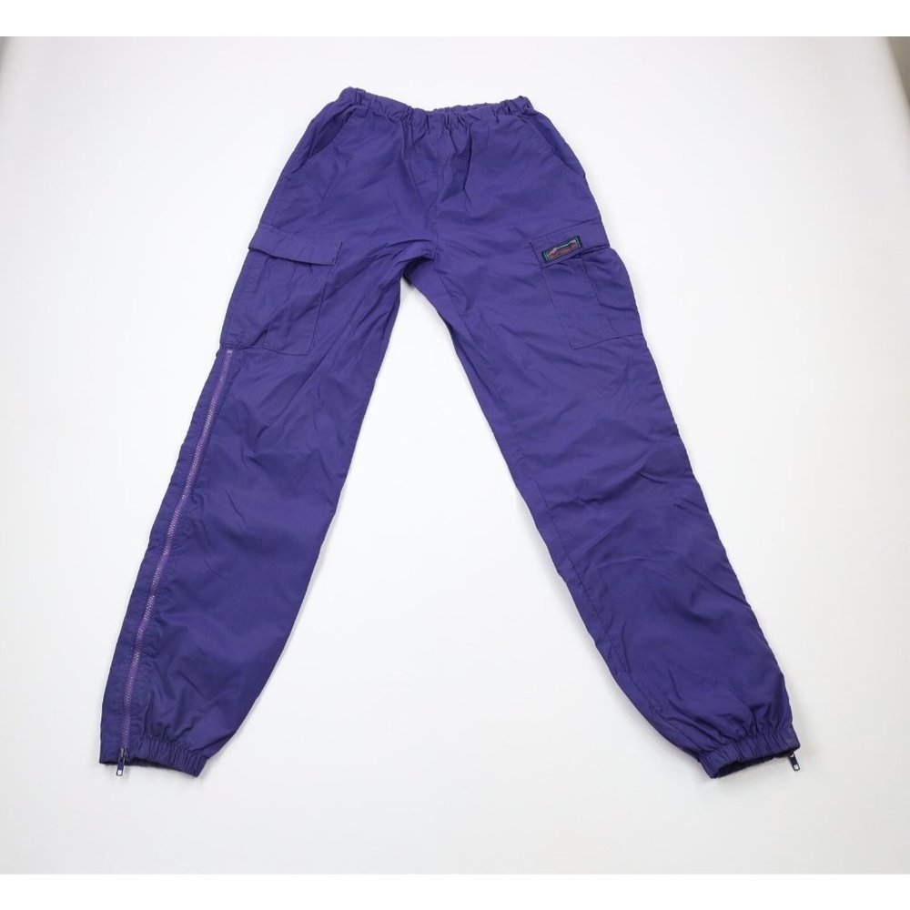 Vintage 90s Streetwear Medium Waterproof Cargo Joggers Jogger Pants Purple